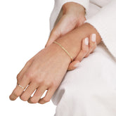 Gold Hollow Wheat Chain Bracelet in 14k Yellow Gold on wrist